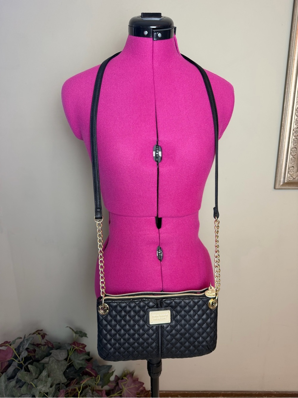 Betsey Johnson Quilted Crossbody Black Purse